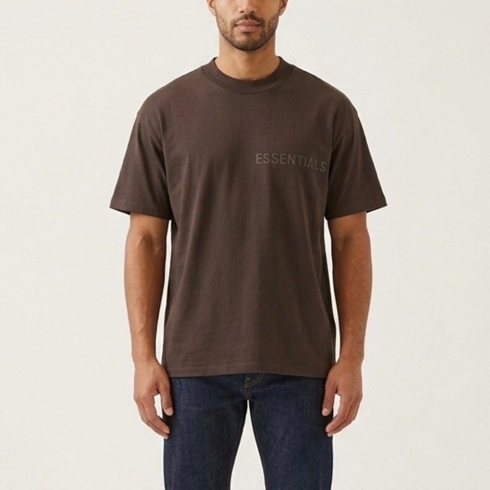 Fear of God Essentials Men's Logo T-Shirt Dark Burgundy Boxy Fit Size Medium